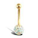 9ct Yellow Gold Crystal Belly Bar