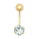 9ct Yellow Gold Cubic Zirconia Belly Bar