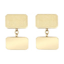 9ct Yellow GoldCut Corners Art Deco Engine Turned Cufflinks Chain Back