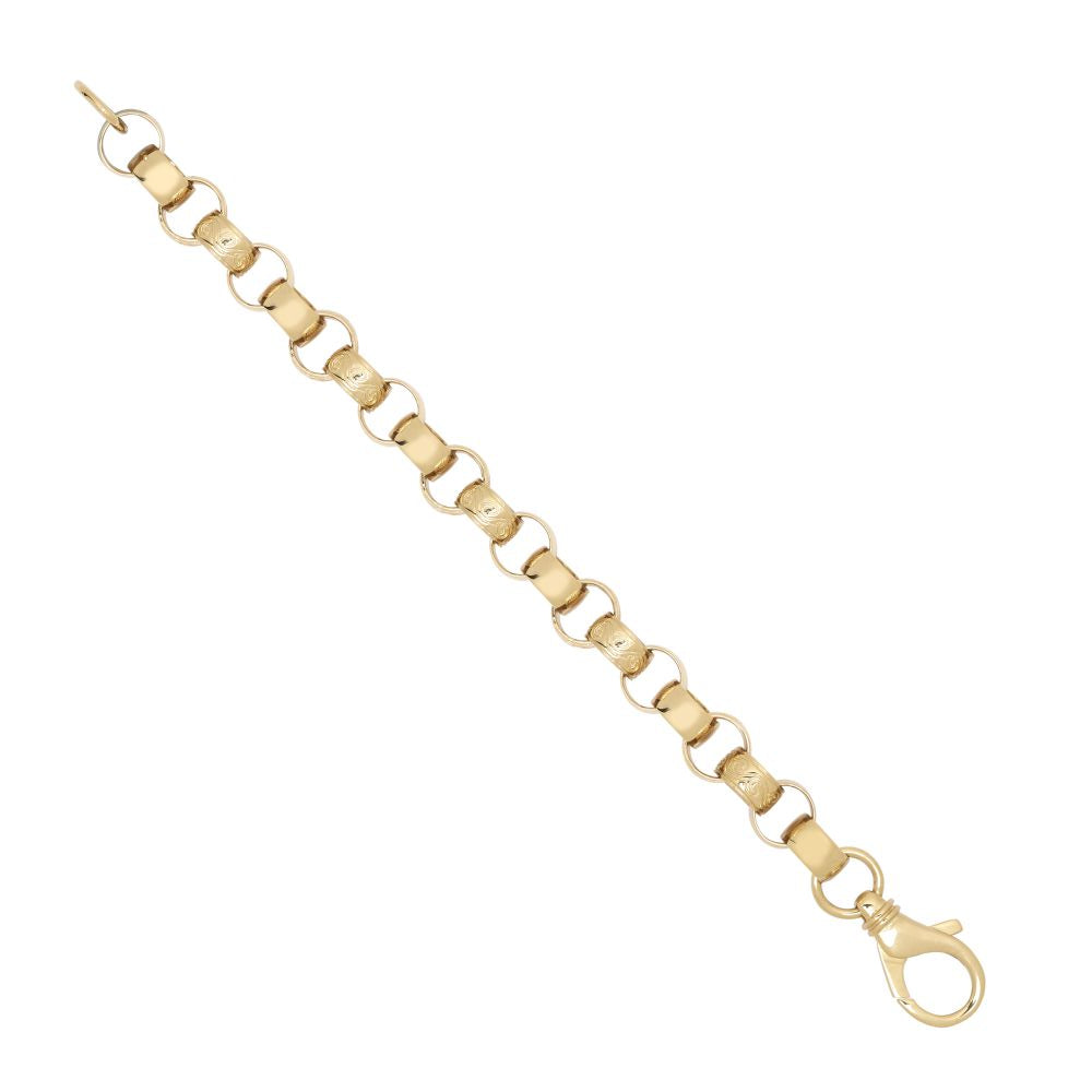 9ct Yellow Gold Plain & Patterned Cast Belcher Bracelet