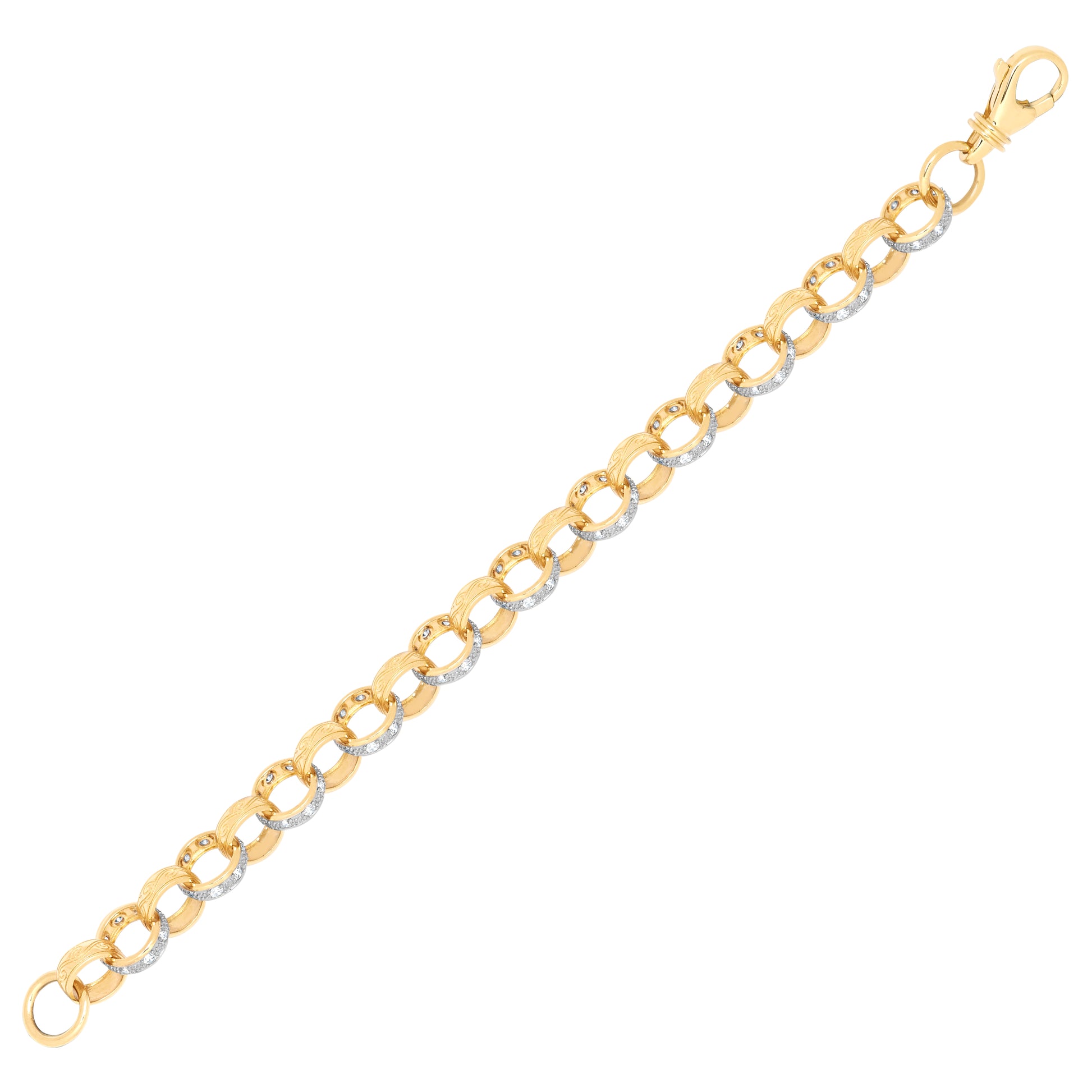 9ct Yellow Gold Cubic Zirconia set and Patterned Belcher 11mm Gauge Chain
