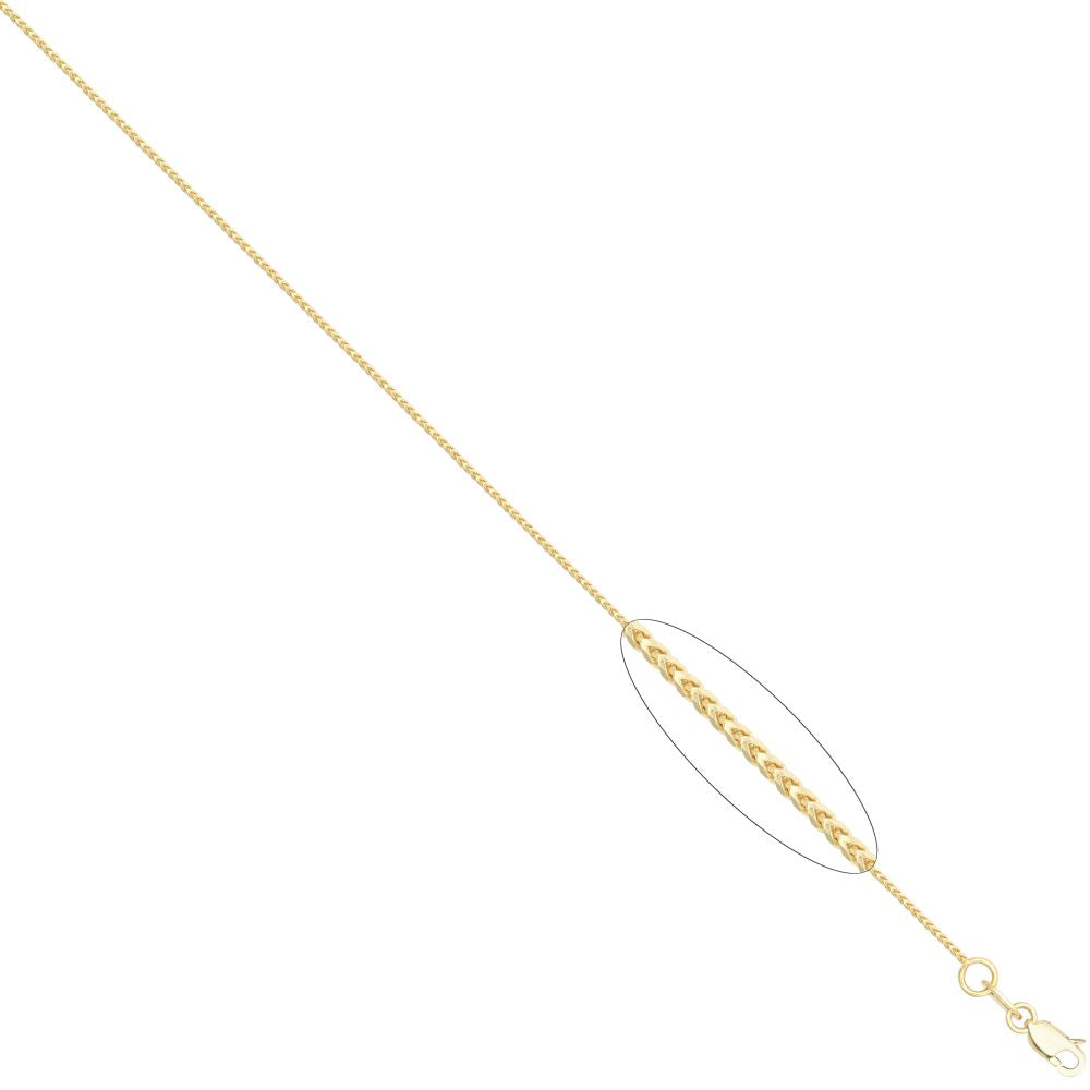 9ct Yellow Gold Franco Chain Diamond Cut 8 Side 0.9mm Gauge Pendant Chain