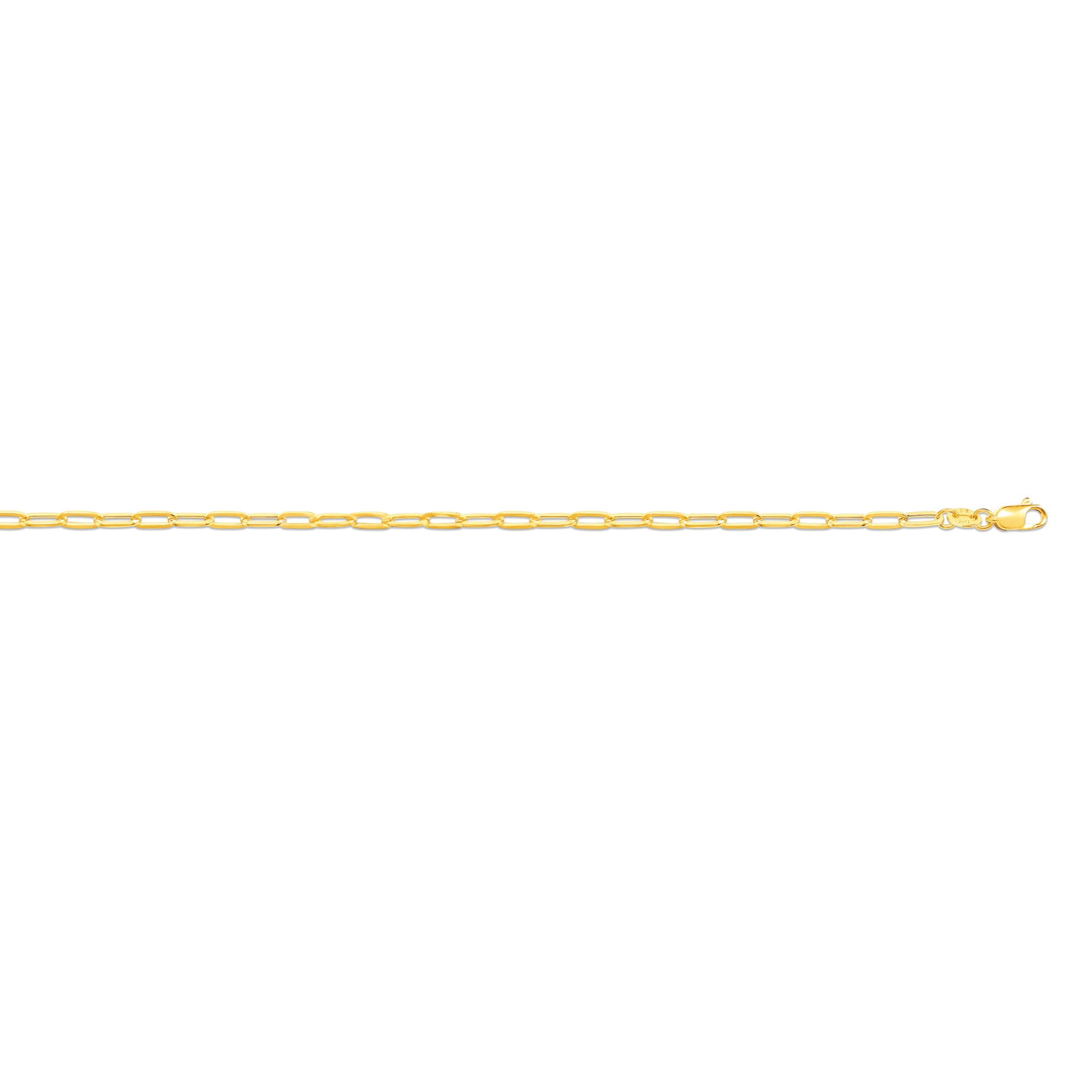 9ct Yellow Gold Hollow Paperclip 2.7mm Chain