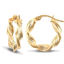 9ct Yellow Gold Barked Twist Earrings