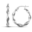 9ct White Gold Polished Twist Hoop Earrings