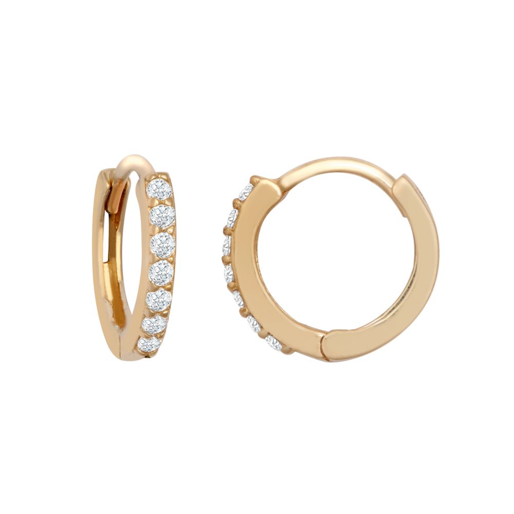 9ct Rose Gold Cubic Zirconia Set 10mm Huggie Earrings