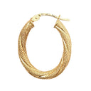 9ct Yellow 3mm Frosted Oval Shaped Hoop Earring