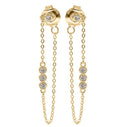 9ct Yellow Gold Cubic Zirconia Set Drop Chain Earrings