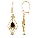 9ct Yellow Gold Garnet Drop Earrings