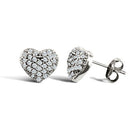 9ct White Gold Domed Heart Stud Earrings