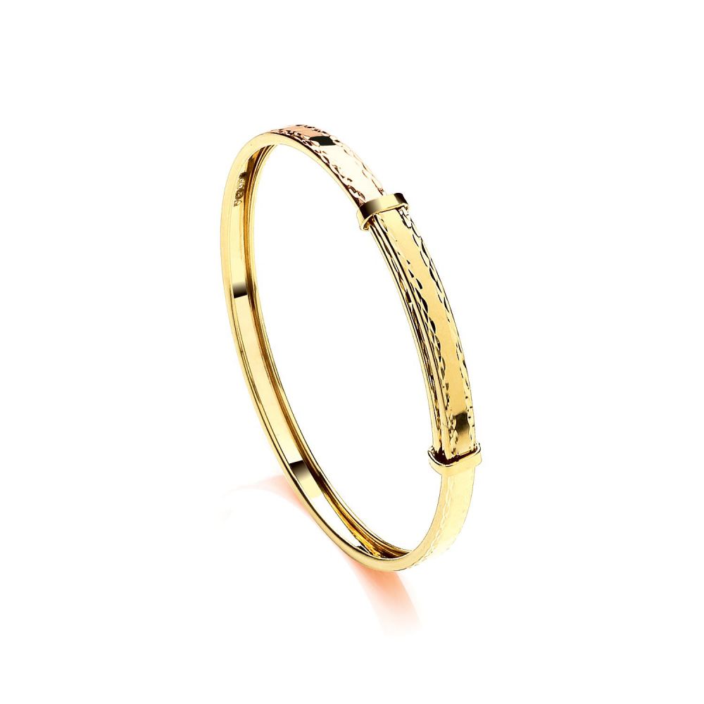 9ct Yellow Gold Childs 3mm Diamond Cut Expandable Bangle