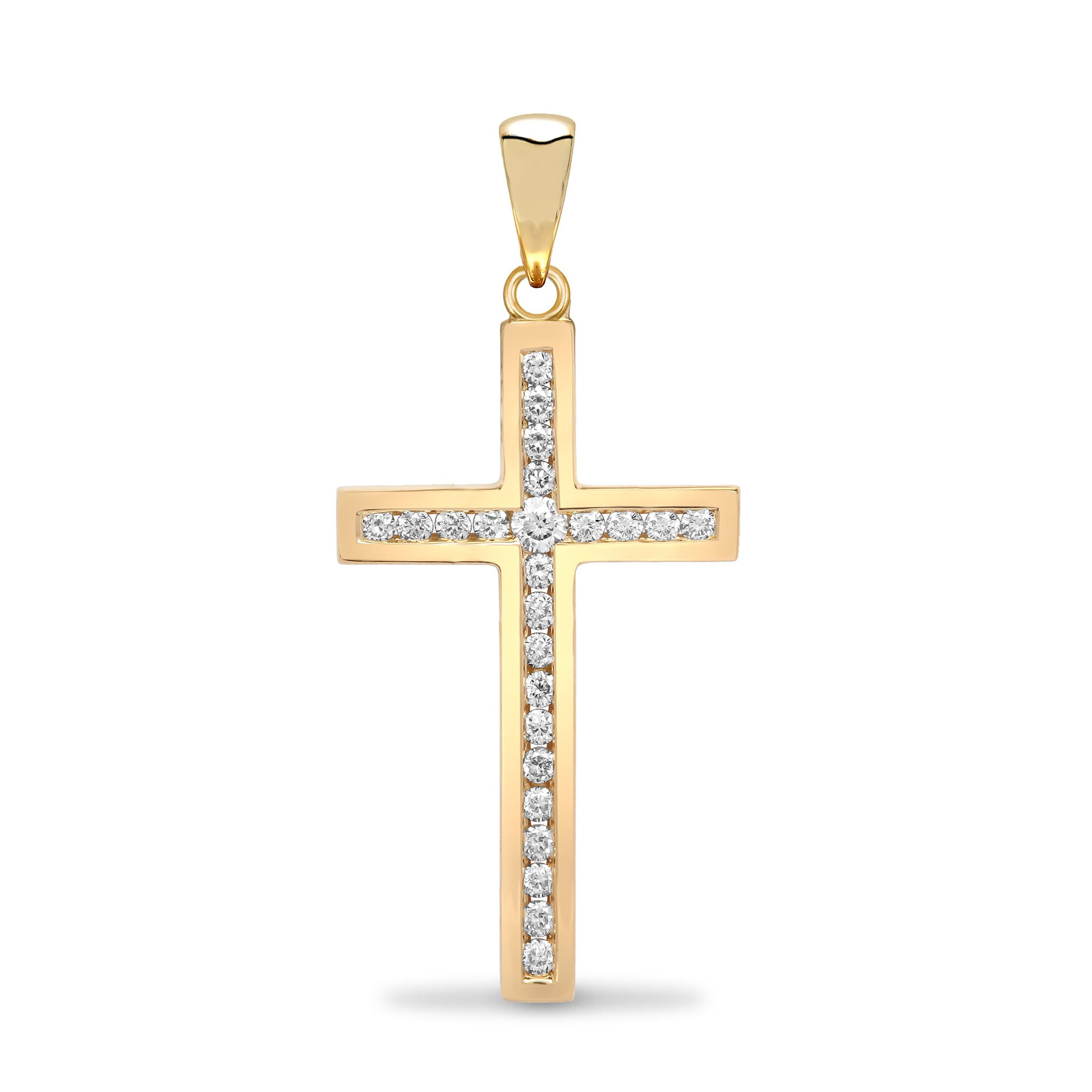 9ct Yellow Gold Channel Set Cubic Zirconia Cross