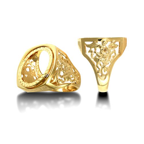9ct Yellow Gold Half St George Sovereign Ring