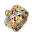 9ct 3 Colour Gold 8 Piece Puzzle Ring