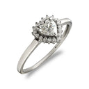 9ct White Ladies Cubic Zirconia Heart Cluster Ring