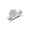 9ct White Ladies Cubic Zirconia 7 Stone Cluster Ring