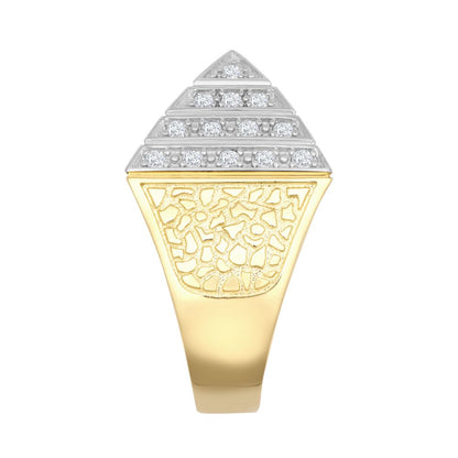 925 Silver Gold Plated Cubic Zirconia Set Pyramid Ring