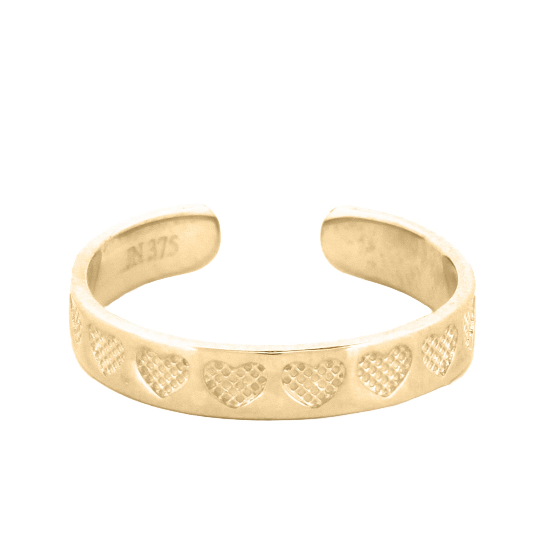 9ct Yellow hearts toe ring