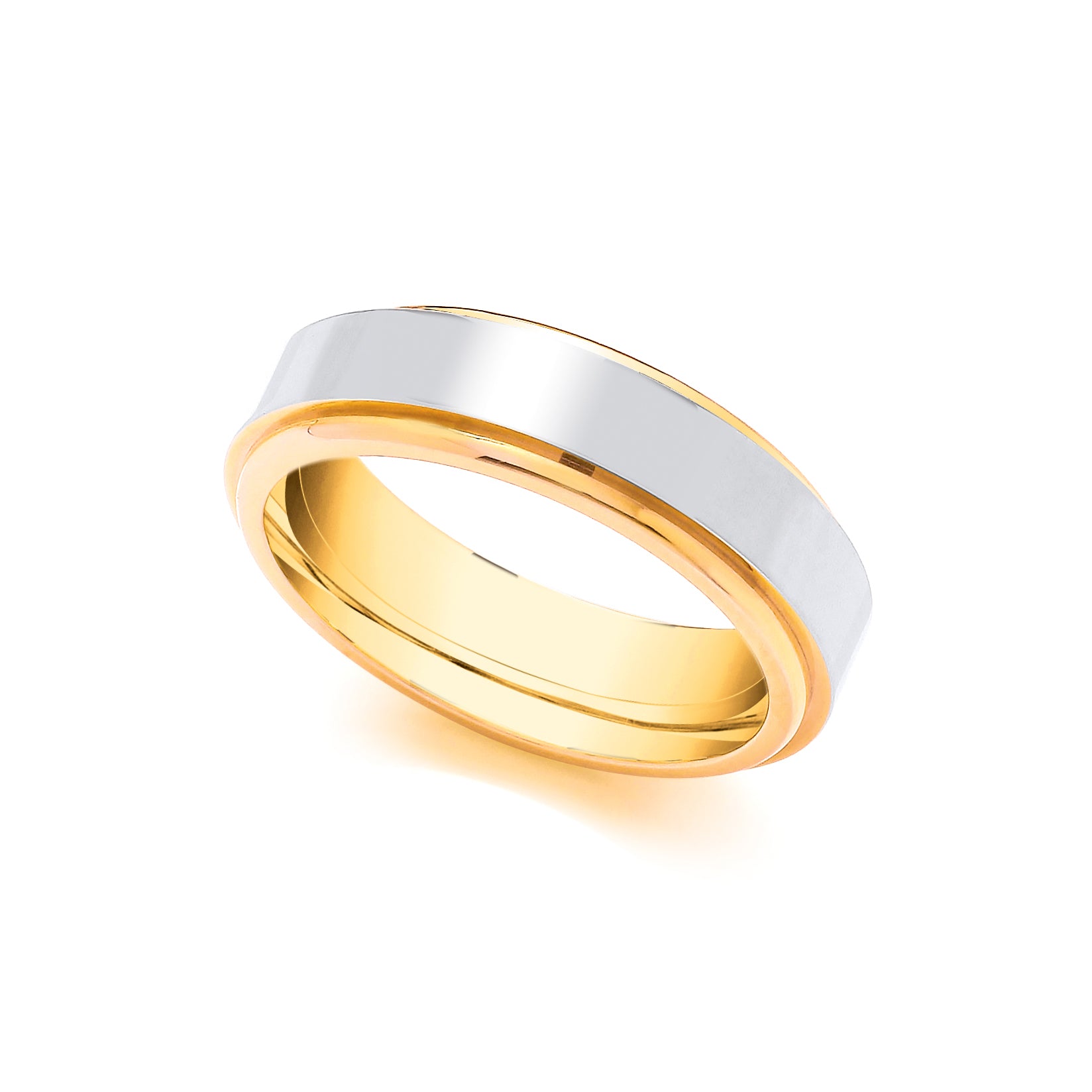 9ct Yellow and White Fancy 4mm Wedding Band