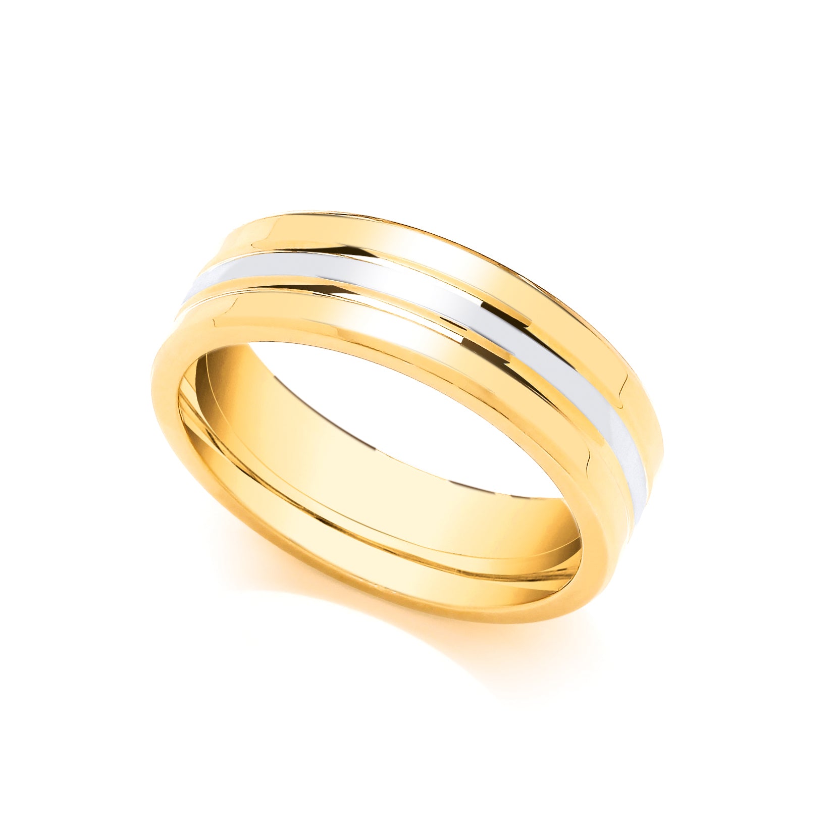 18ct Yellow and White Fancy 7mm Wedding Band