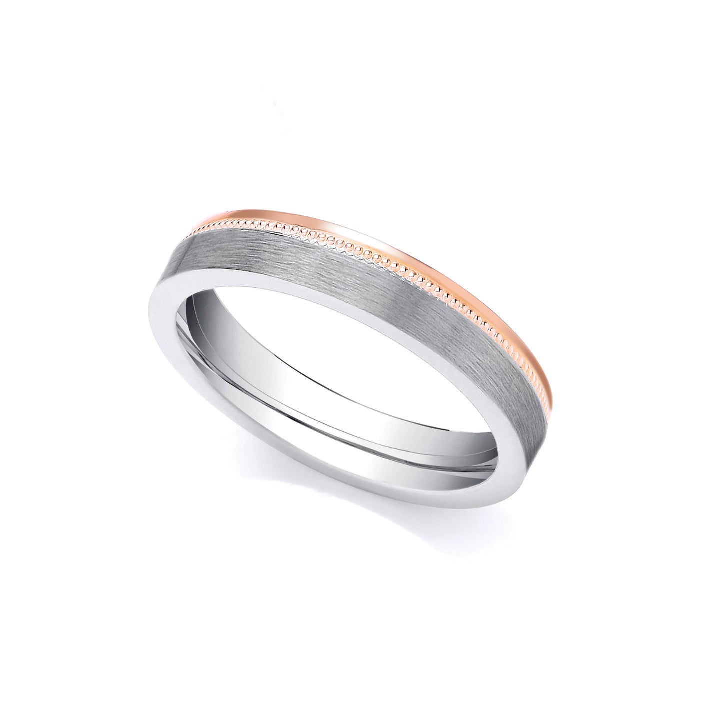 2 Colour 9ct Rose and White Fancy 6mm Wedding Ring