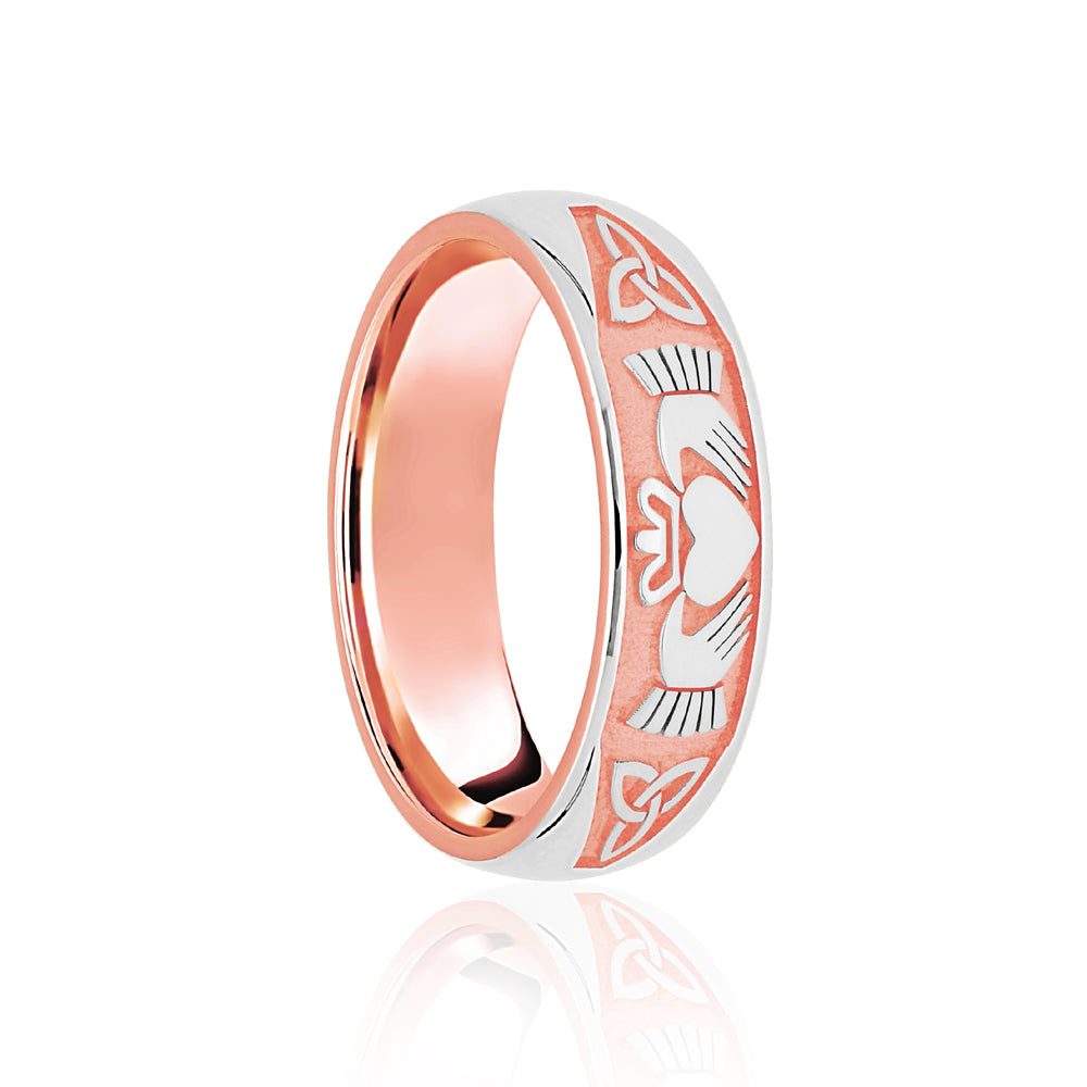 9ct Rose & White Court 5mm Celtic Half Engraved Wedding Band