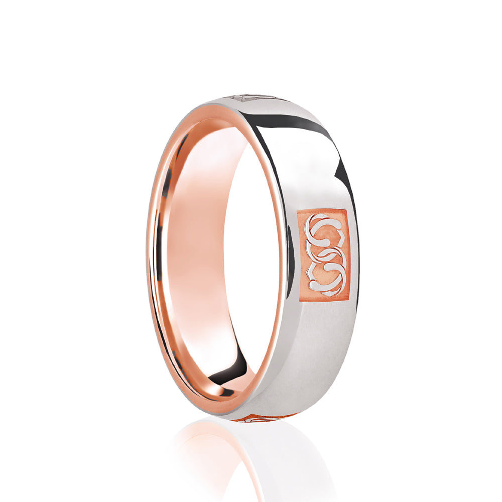 9ct Rose & White Court 8mm Celtic Laser Engraved Wedding Band