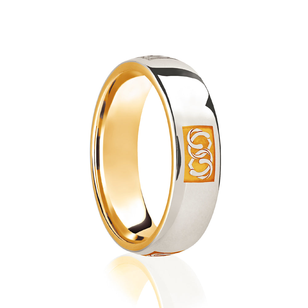 9ct Yellow & White Court 6mm Celtic Laser Engraved Wedding Band