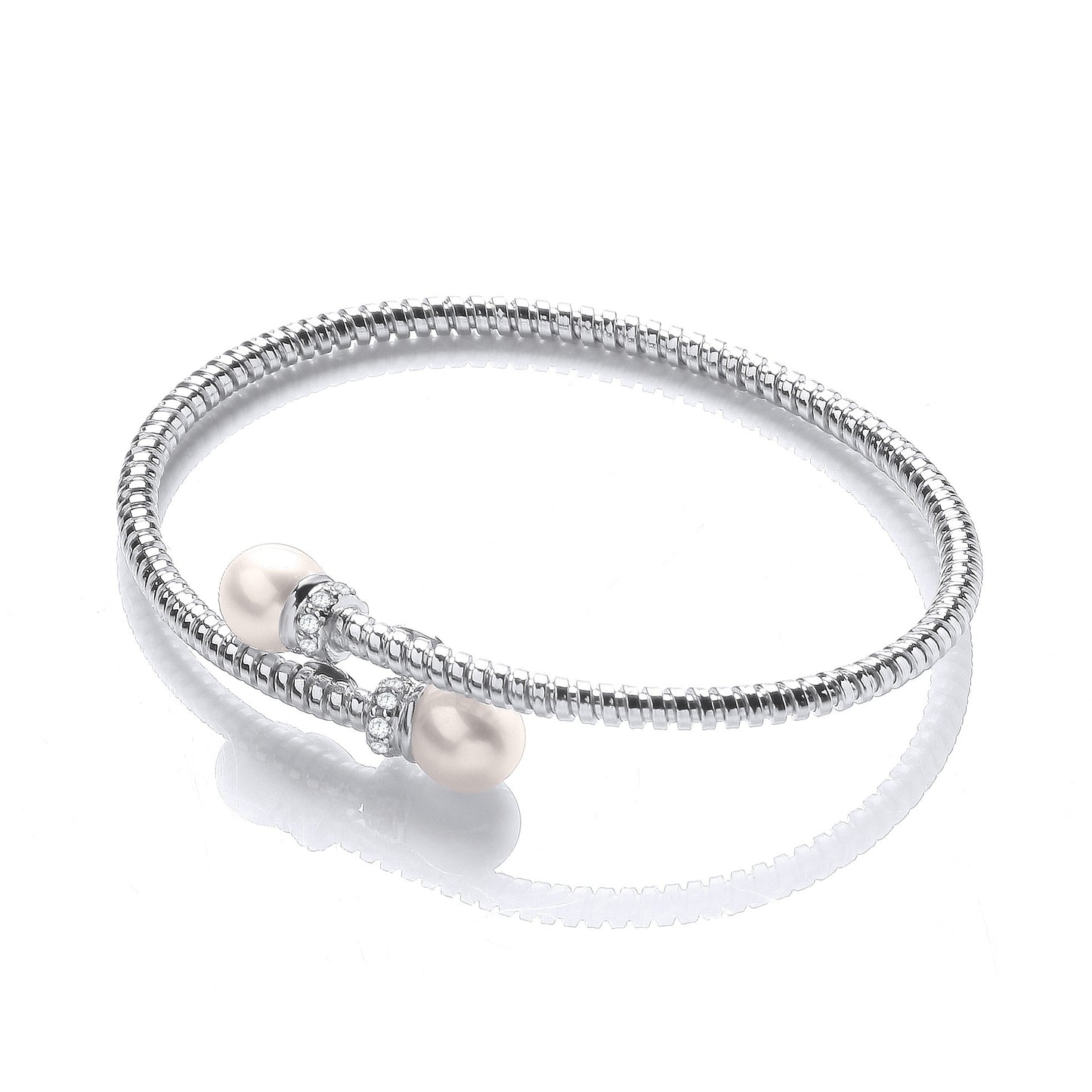 Cross Over Wire Bangle in Silver Rh Plating or Yellow Gold Plating - Silver