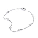 Silver Rh.Plated Rubover 5 Cubic Zirconia's Bracelet 7"