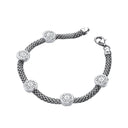Ruthenium Mesh with Five Circles Cubic Zirconia's 7"/19cm Bracelet