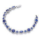 Marquise & Rounds Sapphire Blue Cubic Zirconia's in Halo with Clear Cubic Zirconia Tennis Silver Bracelet