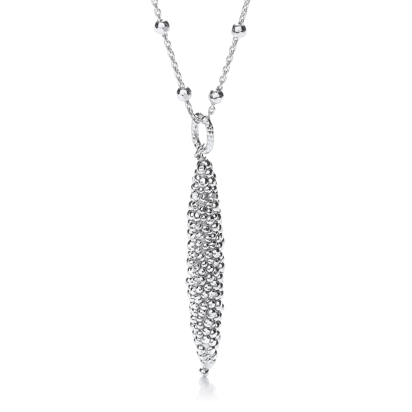 Corn Shape Grain Finish Necklace 17"/43cm - Silver