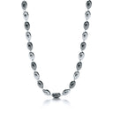 Silver & Ruthenium Oval Bead Necklace 36"/92cm