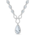 Silver Pear Shaped Drop Set Clear Cubic Zirconia's Necklace 18"