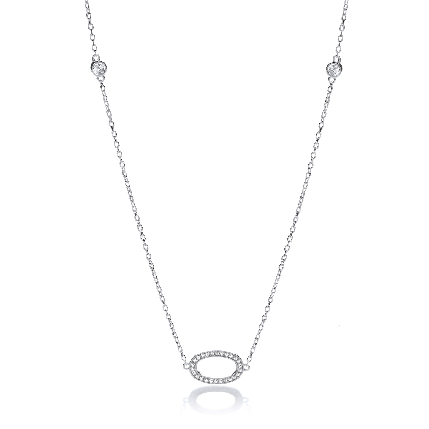 Silver Diamond by the Yard Cubic Zirconia Style 36" Necklace - Silver