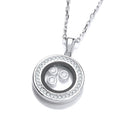 Circle of Life with Floating Cubic Zirconias Silver Pendant 18" Necklace
