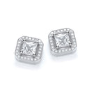 Micro Pave' Princess Cut Cubic Zirconia Fancy Stud