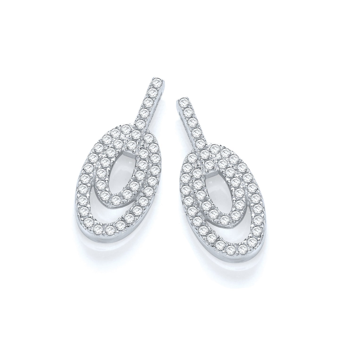 Micro Pave' Fancy Drop Earring - Silver