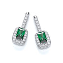 Micro Pave' Fancy Drop Earring with Small Green Cubic Zirconia