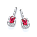 Micro Pave' Fancy Drop Earring with Small Red Cubic Zirconia