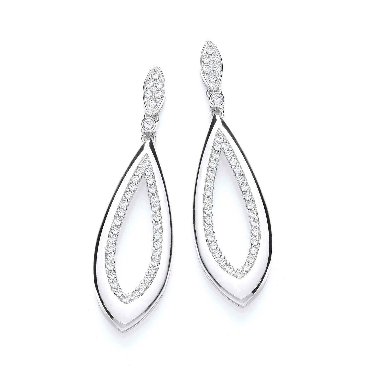 Fancy Pear Cubic Zirconia Drop - Silver
