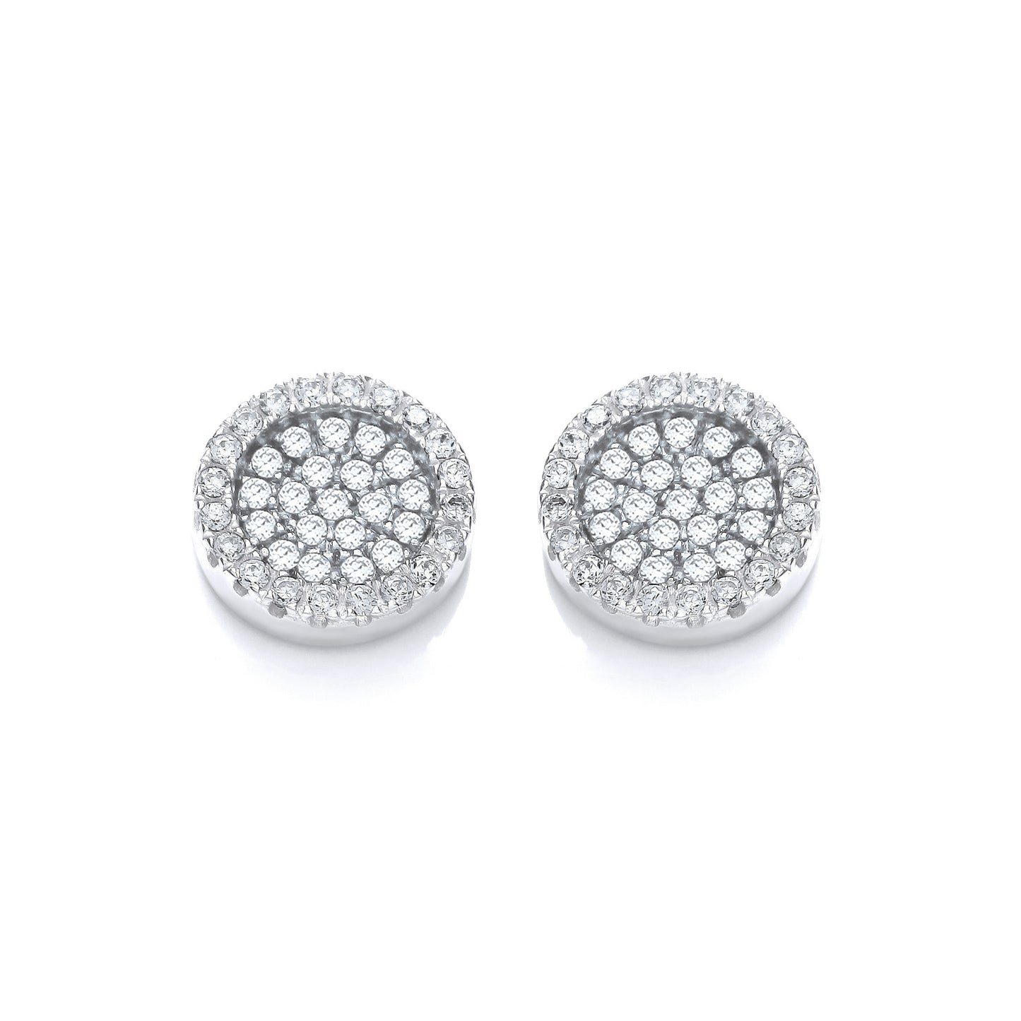Micro Pave' Round Cubic Zirconia Stud Earrings - Silver