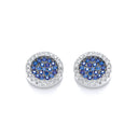 Micro Pave' Round Blue Cubic Zirconia Stud Earrings
