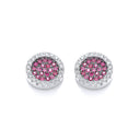 Micro Pave' Round Pink Cubic Zirconia Stud Earrings