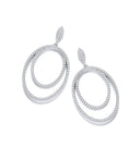 Micro Pave' Double Oval Drop Cubic Zirconia Earrings
