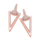 Rose Gold Coated Silver Triangle Drop Cubic Zirconia Earrings