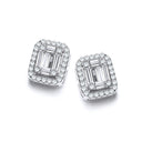 Emerald Look Created by Cubic Zirconia Baguettes, Silver Stud Earrings