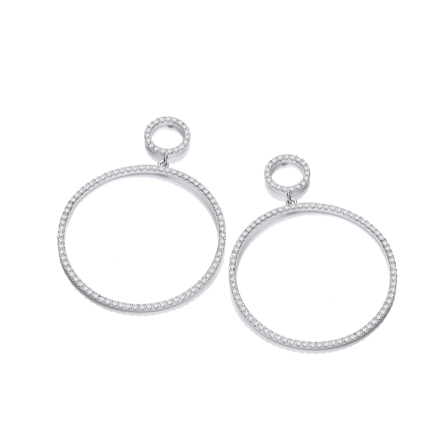 Circle of Life 34.5mm Cubic Zirconias Drop Earrings - Silver