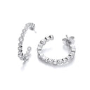 Mill Grain Edge Rubover set Cubic Zirconias Hoop Earrrings